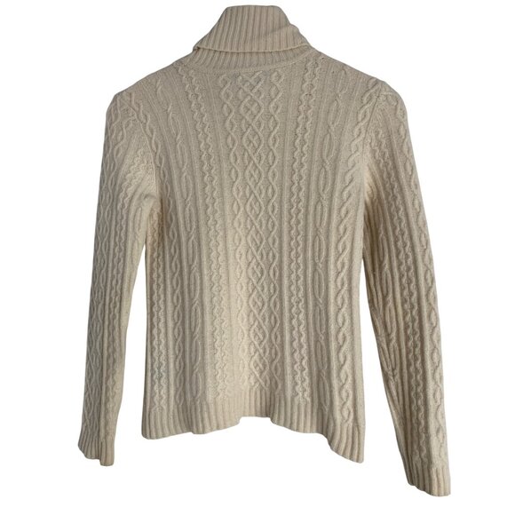 Ralph Lauren Womens Cream Cable Knit Wool & Angora Mock neck Sweater S RY10631 - Picture 3 of 7